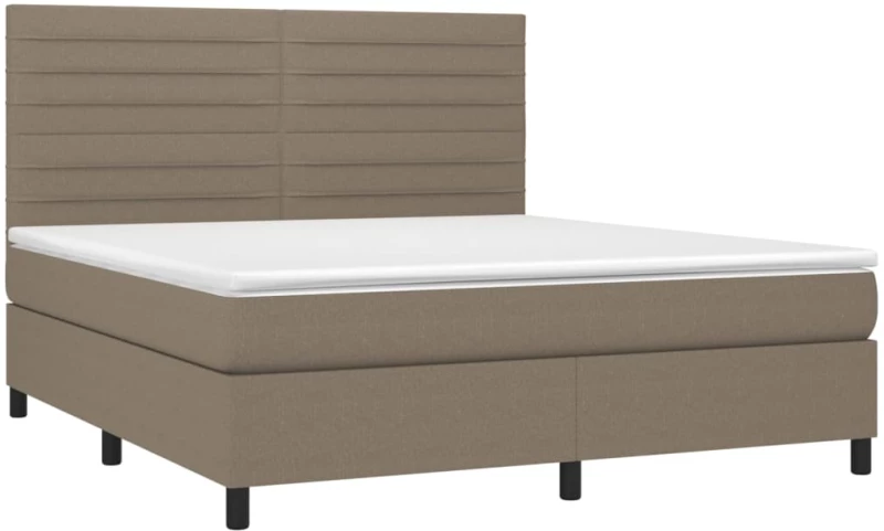 vidaXL Κρεβάτι Boxspring με Στρώμα & LED Taupe 160x200 εκ. Υφασμάτινο