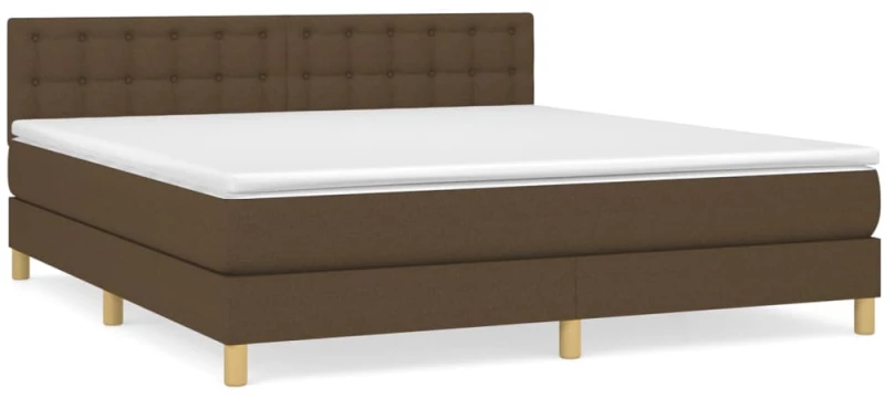 vidaXL Κρεβάτι Boxspring με Στρώμα Σκούρο Καφέ 160x200 εκ Υφασμάτινο