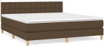 vidaXL Κρεβάτι Boxspring με Στρώμα Σκούρο Καφέ 160x200 εκ Υφασμάτινο