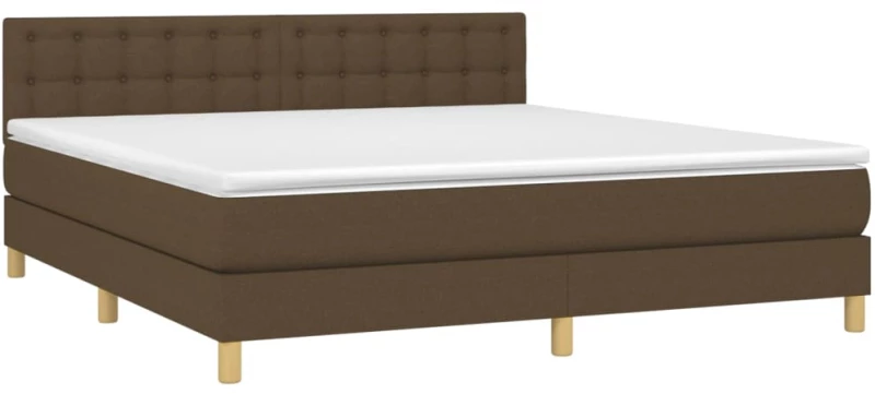 vidaXL Κρεβάτι Boxspring με Στρώμα Σκούρο Καφέ 160x200 εκ Υφασμάτινο