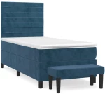 vidaXL Κρεβάτι Boxspring με Στρώμα Σκούρο Μπλε 80 x 200 εκ. Βελούδινο
