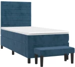 vidaXL Κρεβάτι Boxspring με Στρώμα Σκούρο Μπλε 80 x 200 εκ. Βελούδινο