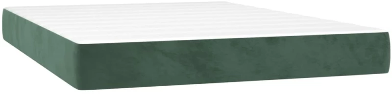vidaXL Κρεβάτι Boxspring με Στρώμα & LED Σκ. Πράσινο 140x190εκ Βελούδο
