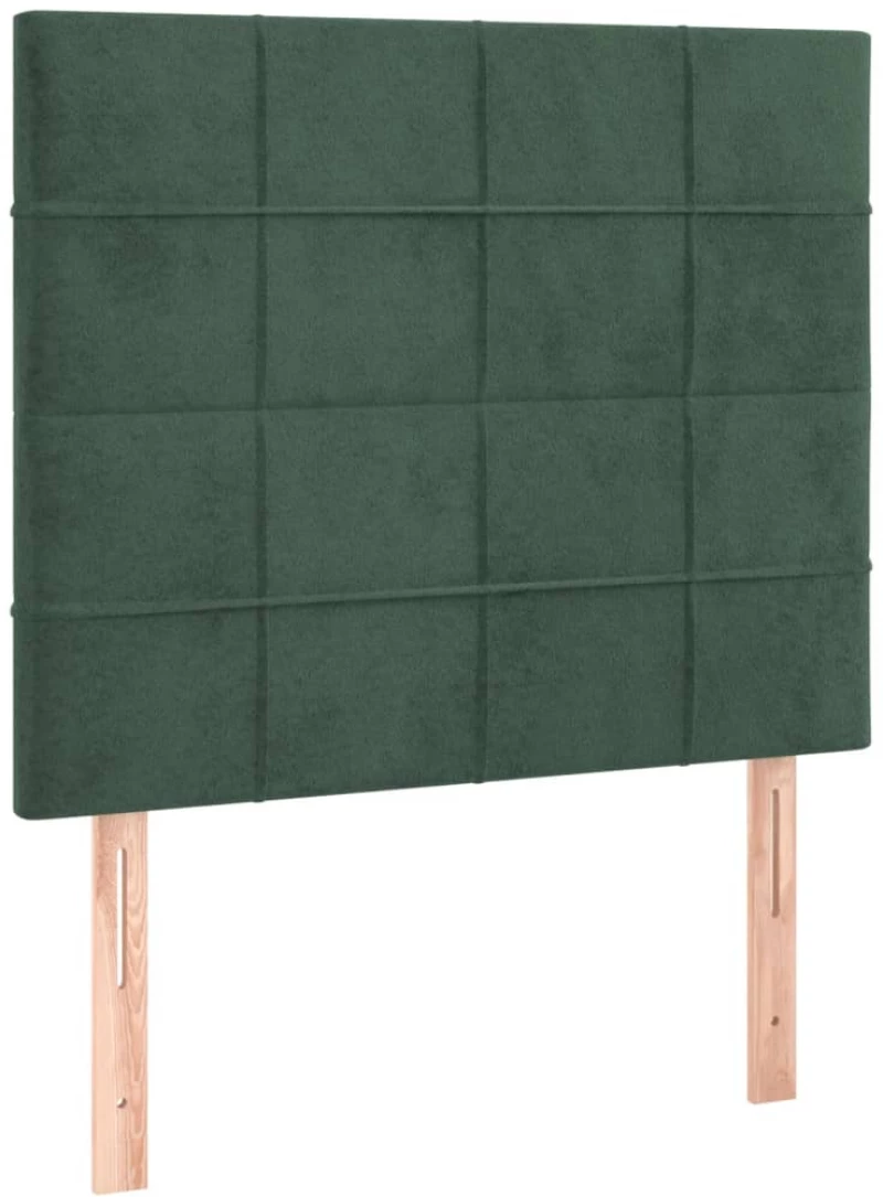 vidaXL Κρεβάτι Boxspring με Στρώμα & LED Σκ. Πράσινο 90x190 εκ Βελούδο