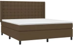 vidaXL Κρεβάτι Boxspring με Στρώμα & LED Σκ.Καφέ 160x200εκ. Υφασμάτινο