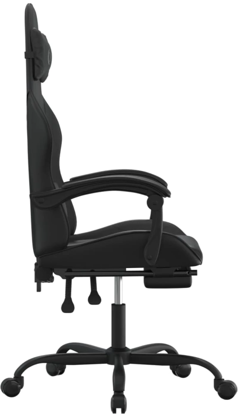 vidaXL Καρέκλα Gaming Μασάζ Υποπόδιο Μαύρο από Συνθετικό Δέρμα