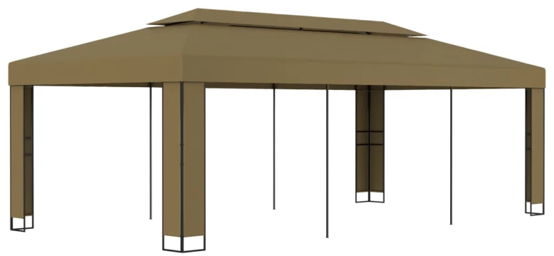 vidaXL Κιόσκι με Διπλή Οροφή Taupe 3 x 6 μ. 180 γρ/μ²