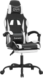 vidaXL Καρέκλα Gaming Περιστρ. Υποπόδιο Μαύρο άσπρο Συνθετικό Δέρμα