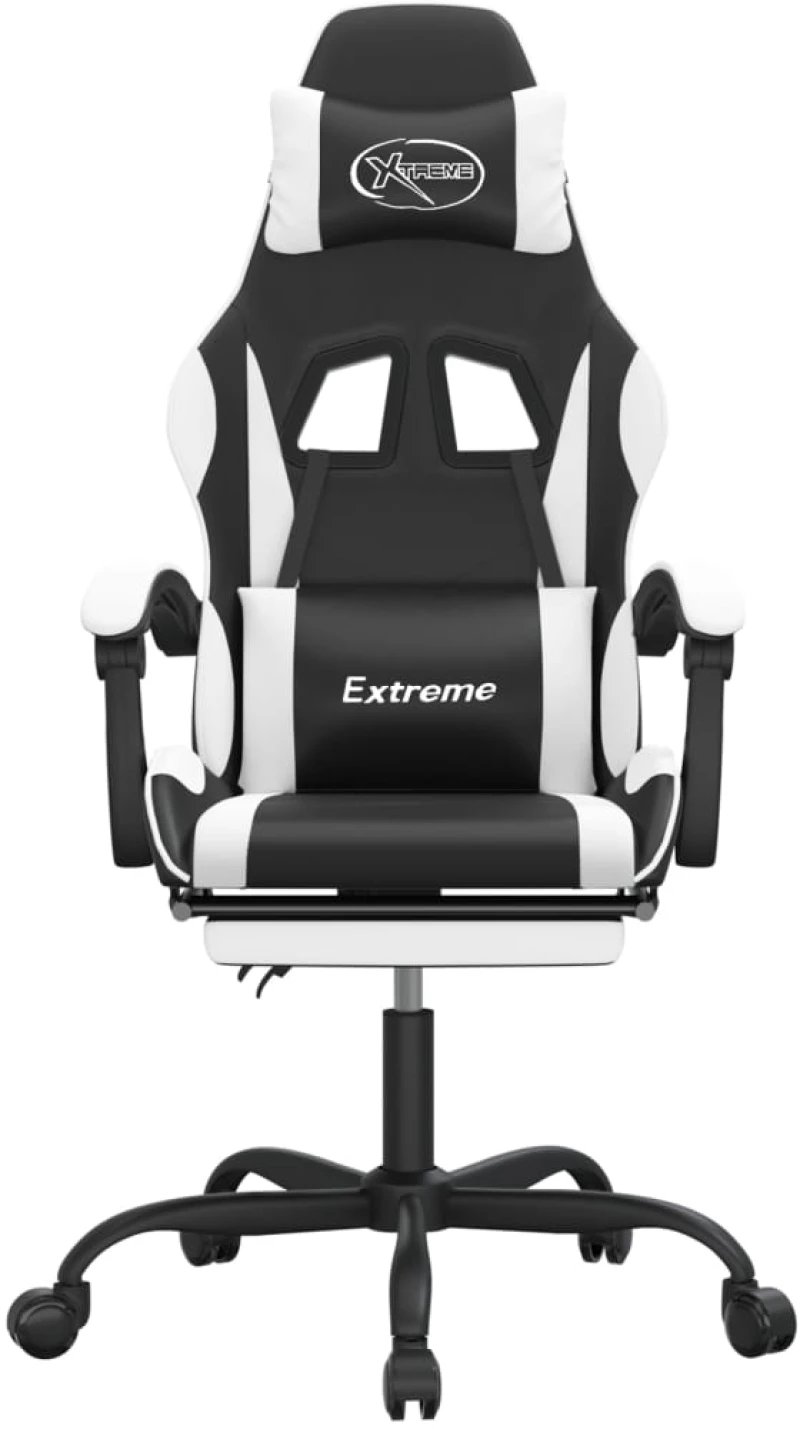 vidaXL Καρέκλα Gaming Περιστρ. Υποπόδιο Μαύρο άσπρο Συνθετικό Δέρμα