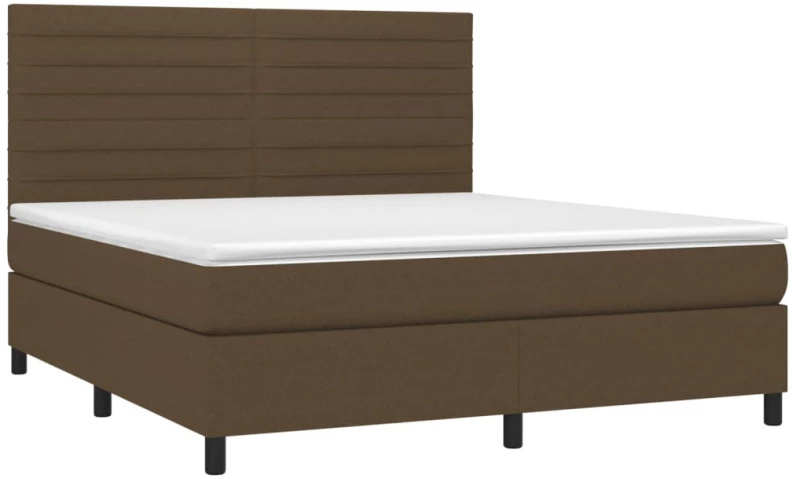 vidaXL Κρεβάτι Boxspring με Στρώμα & LED Σκ.Καφέ 160x200εκ. Υφασμάτινο