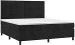 vidaXL Κρεβάτι Boxspring με Στρώμα & LED Μαύρο 160x200 εκ. Βελούδινο