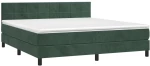 vidaXL Κρεβάτι Boxspring με Στρώμα & LED Σκ. Πράσινο 180x200εκ Βελούδο