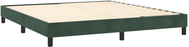vidaXL Κρεβάτι Boxspring με Στρώμα & LED Σκ. Πράσινο 180x200εκ Βελούδο