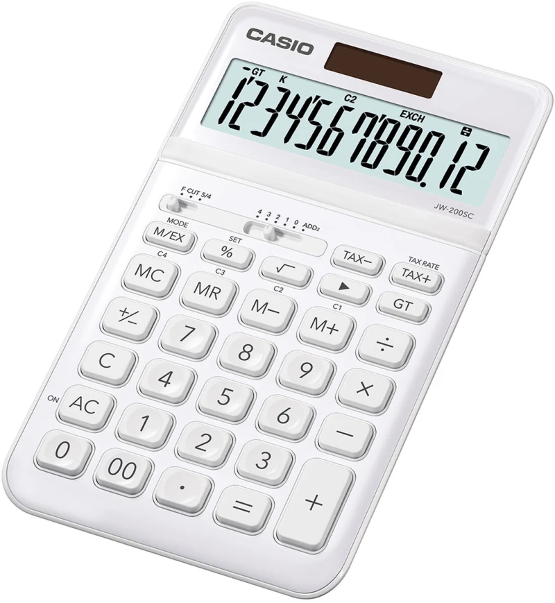 Αριθμομηχανή Casio JW-200SC-WE Λευκό Πλαστική ύλη (18,3 x 10,9 x 1 cm)