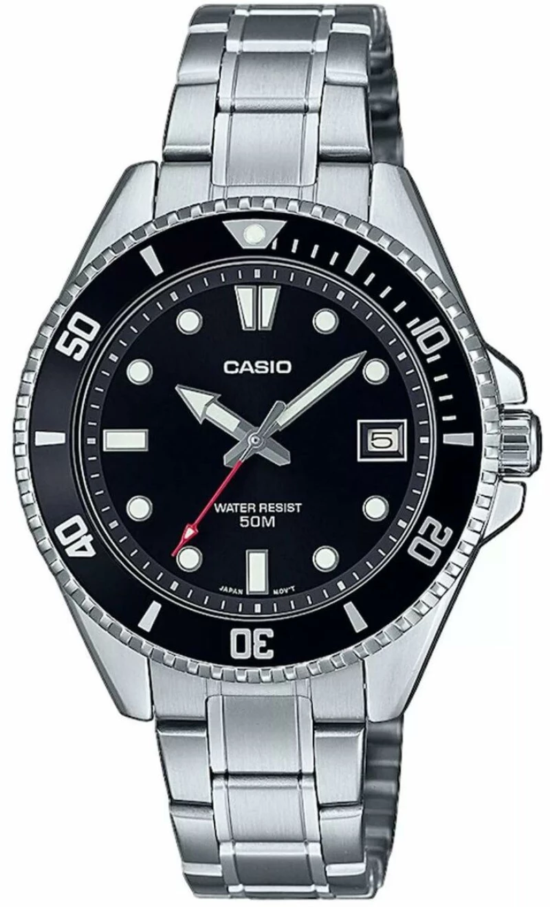 Ανδρικά Ρολόγια Casio MDV-10D-1A1VEF Μαύρο Ασημί