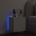 vidaXL Έπιπλο Τοίχου Τηλεόρασης με LED Λευκό 40,5x35x40 εκ.
