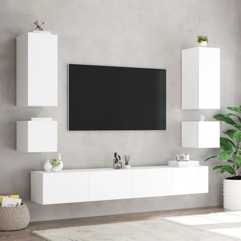 vidaXL Έπιπλο Τοίχου Τηλεόρασης με LED Λευκό 40,5x35x40 εκ.
