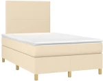 vidaXL Κρεβάτι Boxspring με Στρώμα & LED Κρεμ 120x190 εκ. Υφασμάτινο