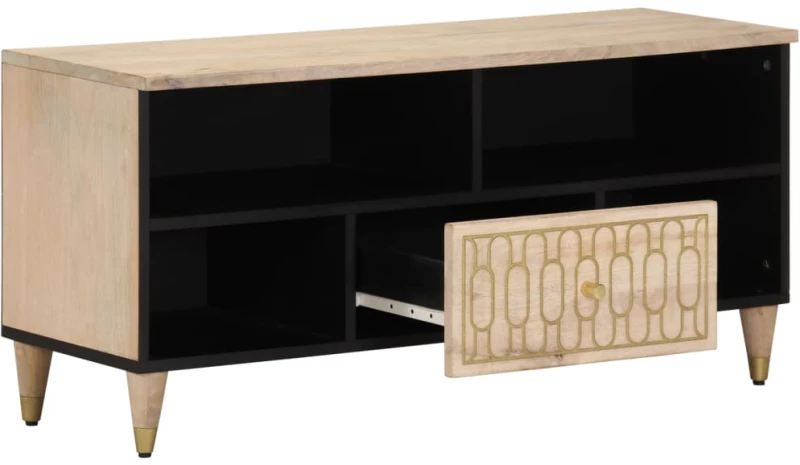 vidaXL Έπιπλο Τηλεόρασης 100 x 33 x 46 εκ. από Μασίφ Ξύλο Μάνγκο