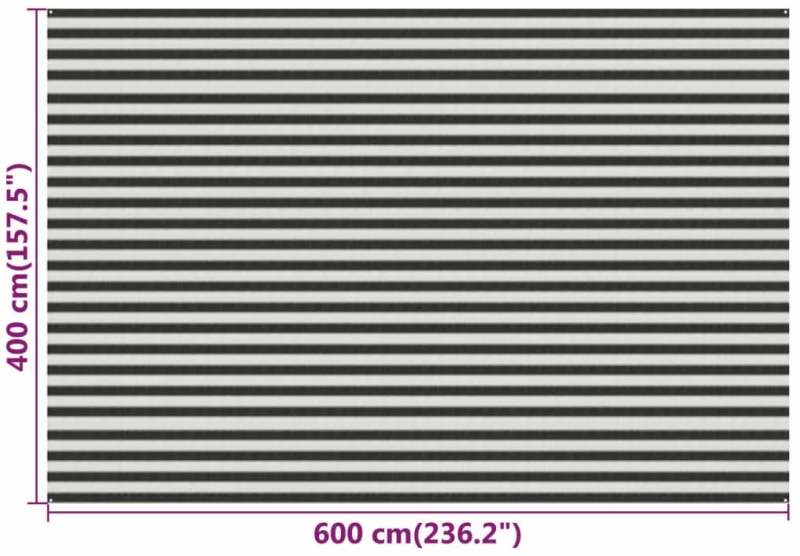 vidaXL Χαλί Σκηνής Ανθρακί / Λευκό 400x600 εκ. από HDPE