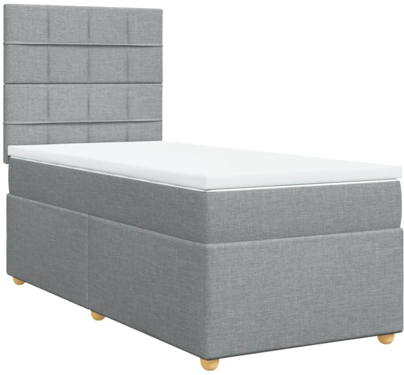 vidaXL Κρεβάτι Boxspring με Στρώμα Ανοιχτό Γκρι 80x200 εκ. Υφασμάτινο