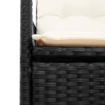 vidaXL Σετ Επίπλων Bistro Κήπου 11τεμ Μαύρο Συνθετ. Ρατάν με Μαξιλάρια