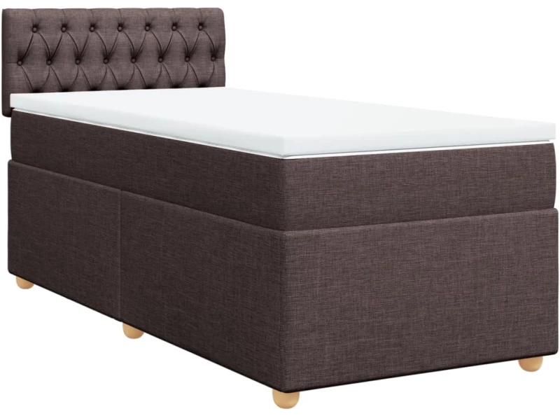 vidaXL Κρεβάτι Boxspring με Στρώμα Σκούρο Καφέ 80x200 εκ. Υφασμάτινο