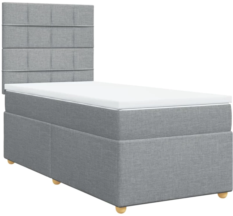 vidaXL Κρεβάτι Boxspring με Στρώμα Ανοιχτό Γκρι 80x200 εκ. Υφασμάτινο
