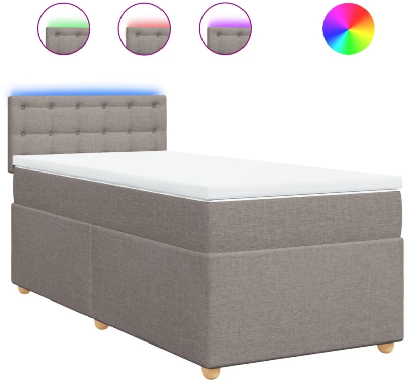 vidaXL Κρεβάτι Boxspring με Στρώμα Taupe 90x200 εκ. Υφασμάτινο