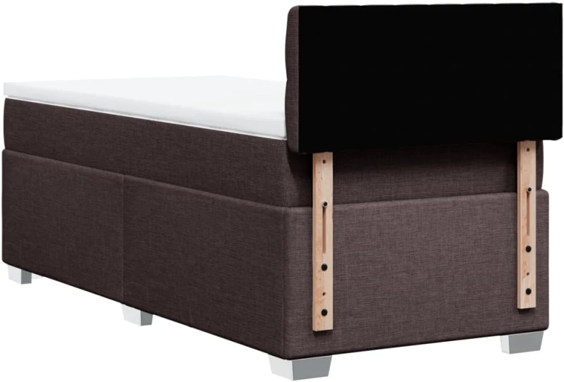 vidaXL Κρεβάτι Boxspring με Στρώμα Σκούρο Καφέ 90x200 εκ. Υφασμάτινο