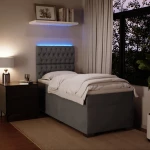 vidaXL Κρεβάτι Boxspring με Στρώμα Σκούρο Γκρι 90x190 εκ. Βελούδινο