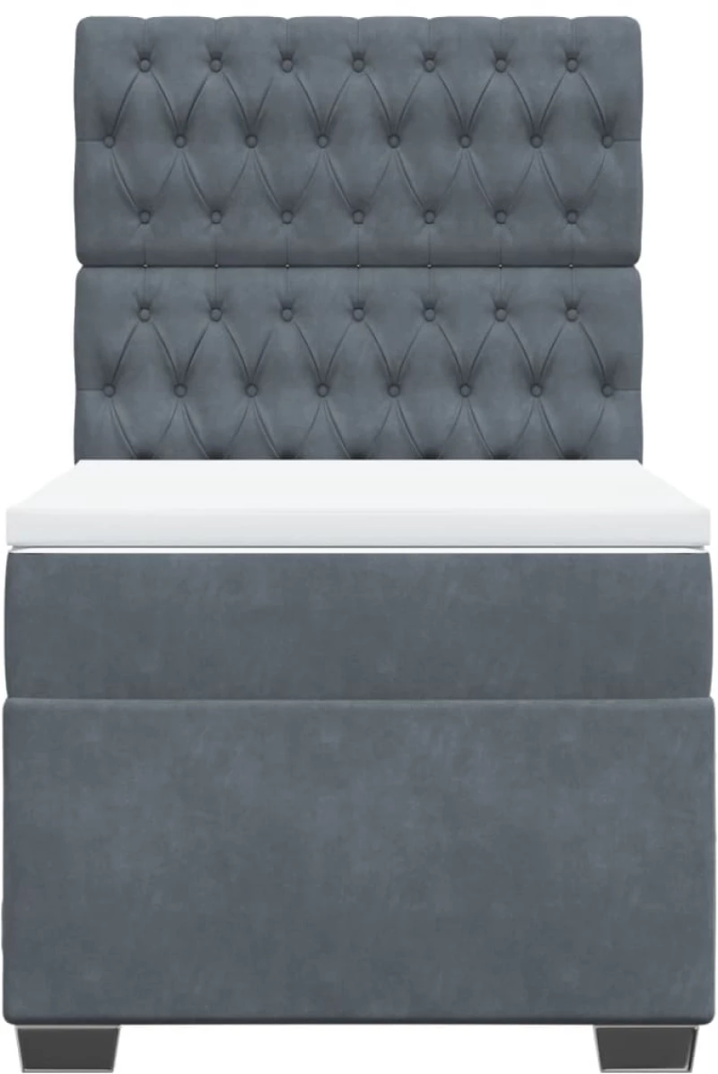 vidaXL Κρεβάτι Boxspring με Στρώμα Σκούρο Γκρι 90x190 εκ. Βελούδινο