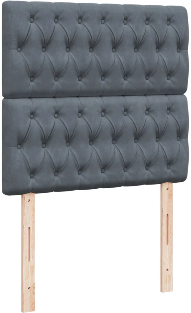 vidaXL Κρεβάτι Boxspring με Στρώμα Σκούρο Γκρι 90x190 εκ. Βελούδινο