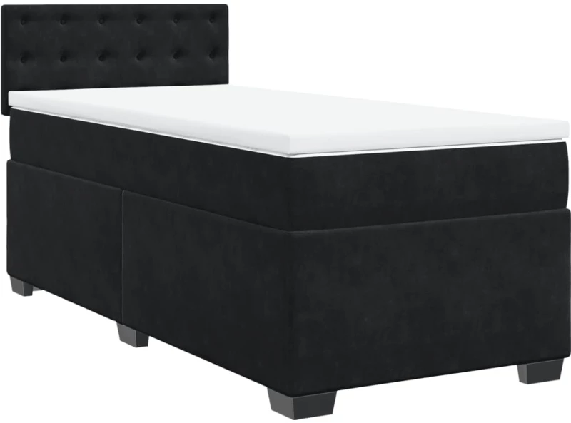 vidaXL Κρεβάτι Boxspring με Στρώμα Μαύρο 90x190 εκ. Βελούδινο