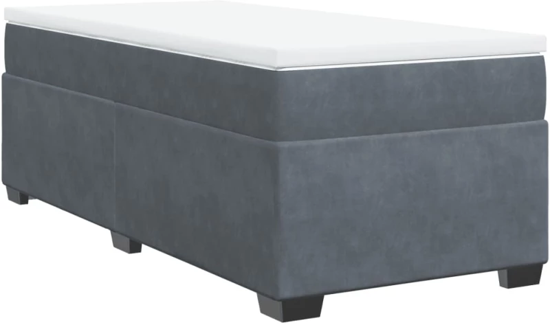 vidaXL Κρεβάτι Boxspring με Στρώμα Σκούρο Γκρι 90x190 εκ. Βελούδινο
