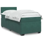 vidaXL Κρεβάτι Boxspring με Στρώμα Σκούρο Πράσινο 100x200εκ. Βελούδινο