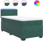 vidaXL Κρεβάτι Boxspring με Στρώμα Σκούρο Πράσινο 100x200εκ. Βελούδινο