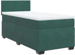 vidaXL Κρεβάτι Boxspring με Στρώμα Σκούρο Πράσινο 100x200εκ. Βελούδινο