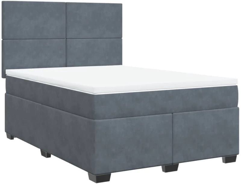 vidaXL Κρεβάτι Boxspring με Στρώμα Σκούρο Γκρι 140x190 εκ. Βελούδινο