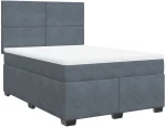 vidaXL Κρεβάτι Boxspring με Στρώμα Σκούρο Γκρι 140x190 εκ. Βελούδινο