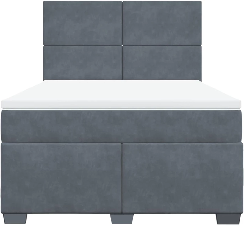 vidaXL Κρεβάτι Boxspring με Στρώμα Σκούρο Γκρι 140x190 εκ. Βελούδινο