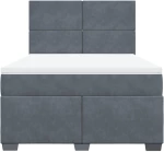 vidaXL Κρεβάτι Boxspring με Στρώμα Σκούρο Γκρι 140x190 εκ. Βελούδινο