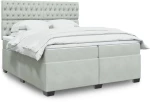 vidaXL Κρεβάτι Boxspring με Στρώμα Ανοιχτό Γκρι 200x200 εκ. Βελούδινο