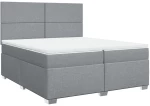 vidaXL Κρεβάτι Boxspring με Στρώμα Ανοιχτό Γκρι 200x200 εκ. Υφασμάτινο