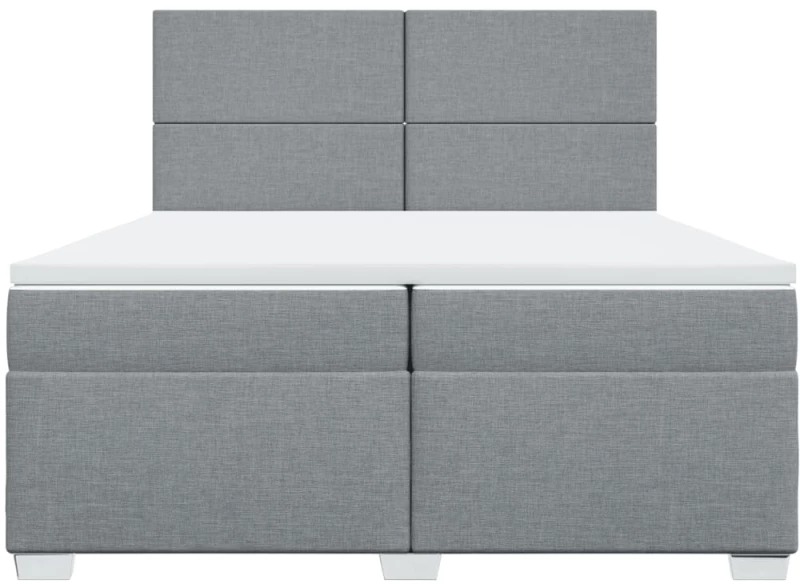 vidaXL Κρεβάτι Boxspring με Στρώμα Ανοιχτό Γκρι 200x200 εκ. Υφασμάτινο