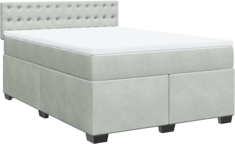 vidaXL Κρεβάτι Boxspring με Στρώμα Ανοιχτό Γκρι 140x200 εκ. Βελούδινο