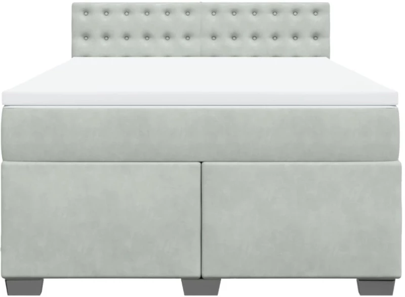 vidaXL Κρεβάτι Boxspring με Στρώμα Ανοιχτό Γκρι 140x200 εκ. Βελούδινο