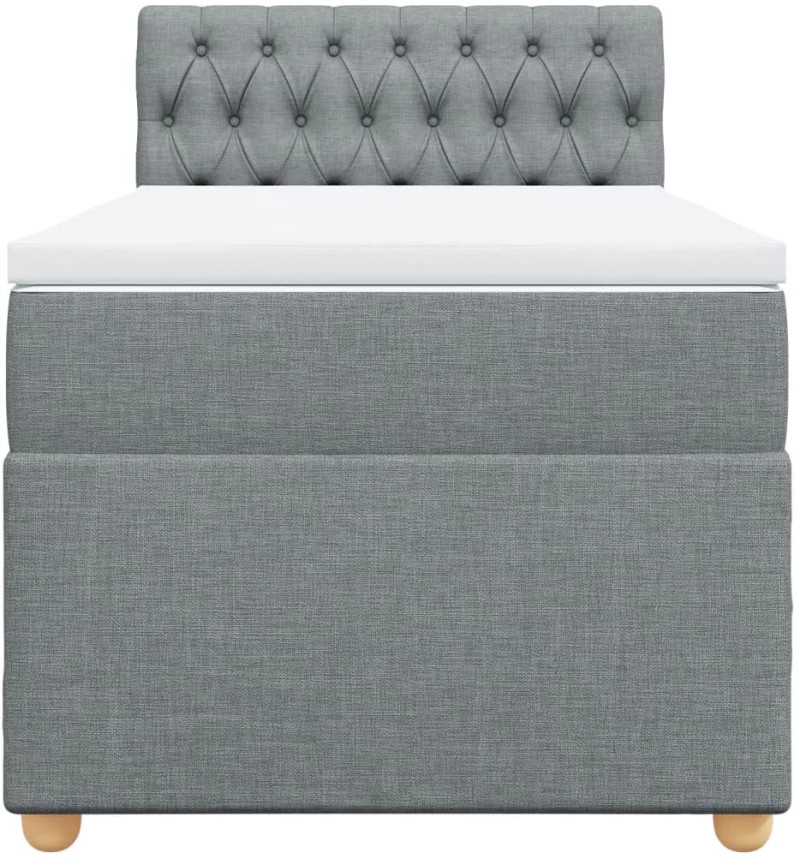 vidaXL Κρεβάτι Boxspring με Στρώμα Ανοιχτό Γκρι 90x190 εκ. Υφασμάτινο