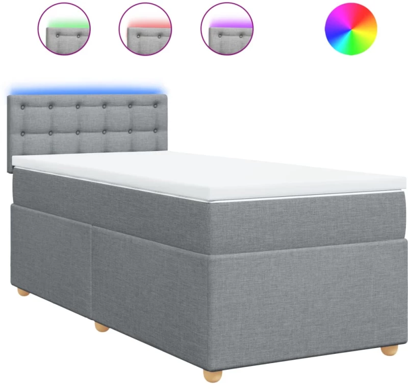 vidaXL Κρεβάτι Boxspring με Στρώμα Ανοιχτό Γκρι 80x200 εκ. Υφασμάτινο