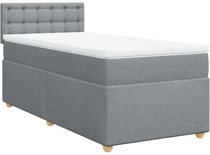 vidaXL Κρεβάτι Boxspring με Στρώμα Ανοιχτό Γκρι 80x200 εκ. Υφασμάτινο